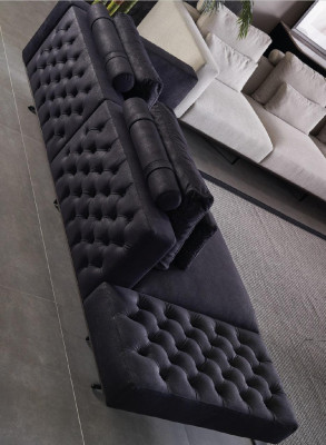 Design sofa set 3-seater fabric couch upholstery sofa couches black
