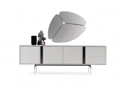 Modern living room mirror sideboard cabinet, elegant design, luxury, new gray, 2-piece set
