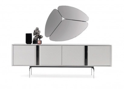 Modern living room mirror sideboard cabinet, elegant design, luxury, new gray, 2-piece set