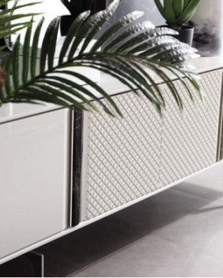 Modern living room mirror sideboard cabinet, elegant design, luxury, new gray, 2-piece set