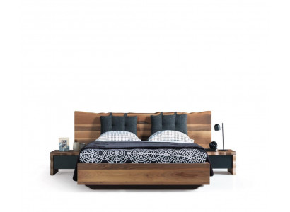 Bedroom set bed 2x nightstand set furniture new 3-piece. New brown