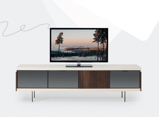 Lowboard RTV Shelf Sideboard RTV Design Luxury Wood White Furniture 225cm
