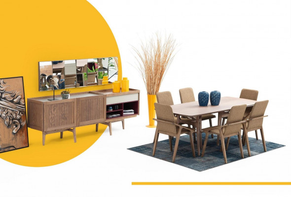 Dining Room Group Dining Table Chairs Table Wood Set 7 pcs Brown Tables New