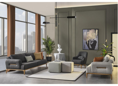 Couch set sofa armchair 321-seater fabric luxury gray sofas living room