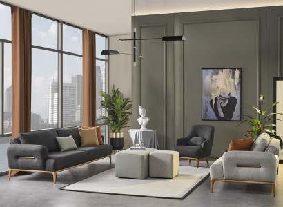 Couch set sofa armchair 321-seater fabric luxury gray sofas living room