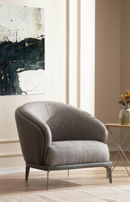 Armchair Single Luxury 1-Seat Upholstered Seat Design Gray Seat Fabric New