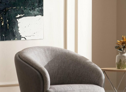 Armchair Single Luxury 1-Seat Upholstered Seat Design Gray Seat Fabric New