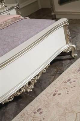 Bedroom set luxury bed 2x nightstand wardrobe chair 6-piece set.