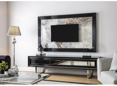 Luxury Wall Unit + Sideboard Lowboard Shelf Living Room Black High Gloss