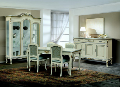 Luxury Dining Room Set 5-piece White Wood Furniture 4x Chair Table Baroque Style New