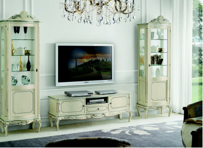 Luxury Living Room Wall Unit 3-piece RTV 2x Display Cabinet Design Italian Furniture Living Room Baroque Style