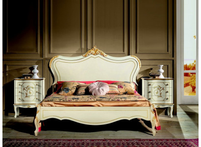 Design luxury bed classic wooden bed frame baroque style Italian furniture