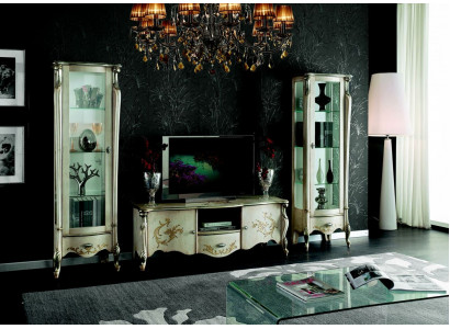 Elegant set of 3-piece furniture RTV with 2x display cabinets Italian furniture classical style