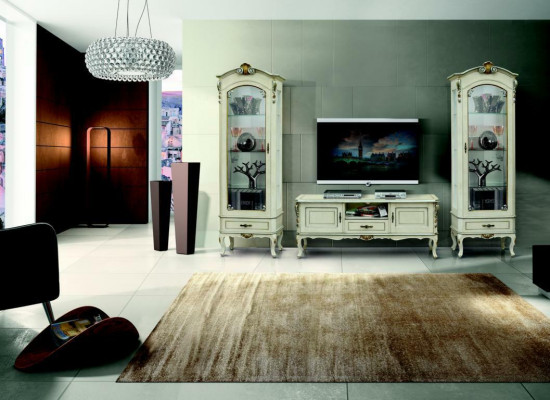 Living room cabinet wall unit 3-piece TV 2x display cabinet design Italian furniture Baroque style