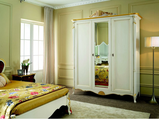 Solid wood wardrobe Italian style furniture bedroom cabinet solid wood new