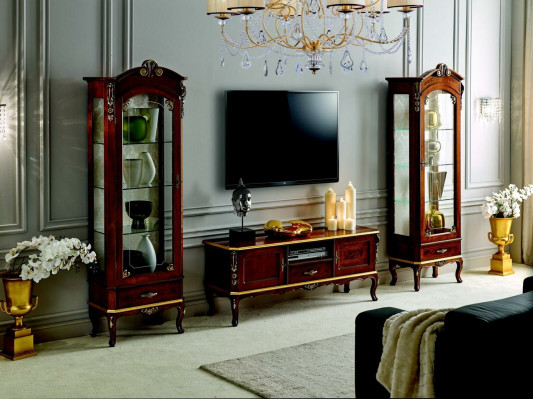 Living room wall cabinet display case RTV sideboard genuine wood cabinets Italian furniture