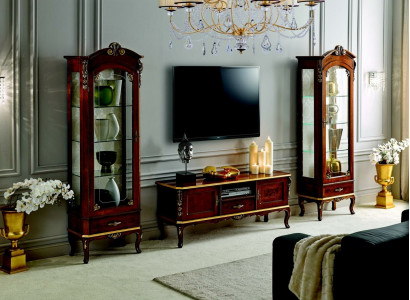 Living room wall cabinet display case RTV sideboard genuine wood cabinets Italian furniture