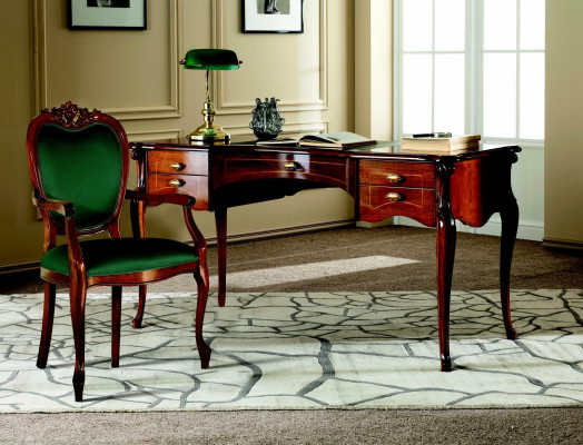 Italian style furniture office furnishings desk table armchair set 3-piece.