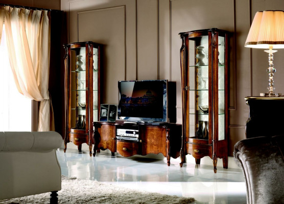 Luxury 3-piece wall unit RTV with 2x display cabinet Italian furniture design Baroque style new