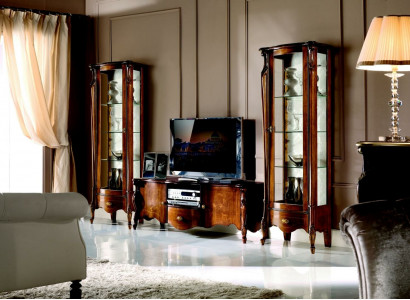 Luxury 3-piece wall unit RTV with 2x display cabinet Italian furniture design Baroque style new