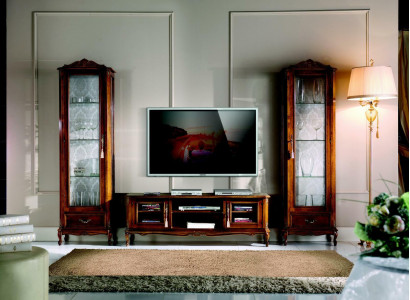 Wall unit 3-piece, TV cabinet, 2x display cabinet, Italian design furniture, living room, baroque style