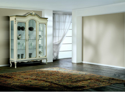 Italian Design Luxury Wood Furniture Baroque Cabinet Display Case White Living Room XXL New