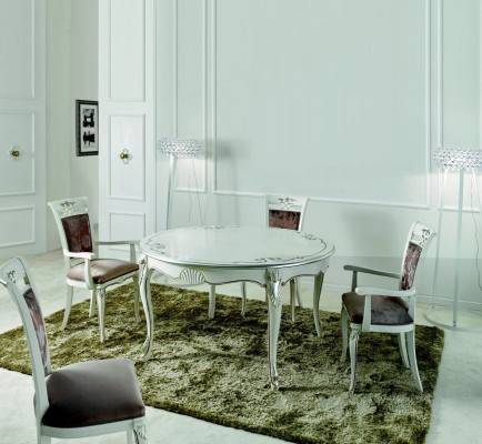 Italian furniture dining table 4x chairs wooden table dining set classic design