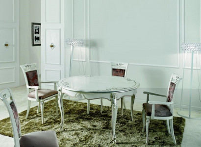 Italian furniture dining table 4x chairs wooden table dining set classic design