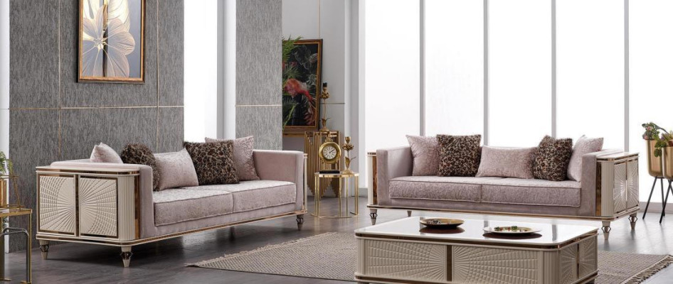 Sofa Couch Upholstered Furniture Designer Couches 3+3 Seater Textile Big Sofas