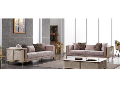 Sofa Couch Upholstered Furniture Designer Couches 3+3 Seater Textile Big Sofas