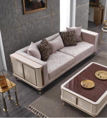 Sofa Couch Upholstered Furniture Designer Couches 3+3 Seater Textile Big Sofas