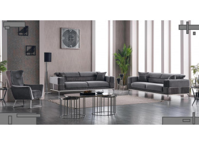 Luxury Sofa Set 331 Seating Living Room Set Gray Sofa Textile Furniture New