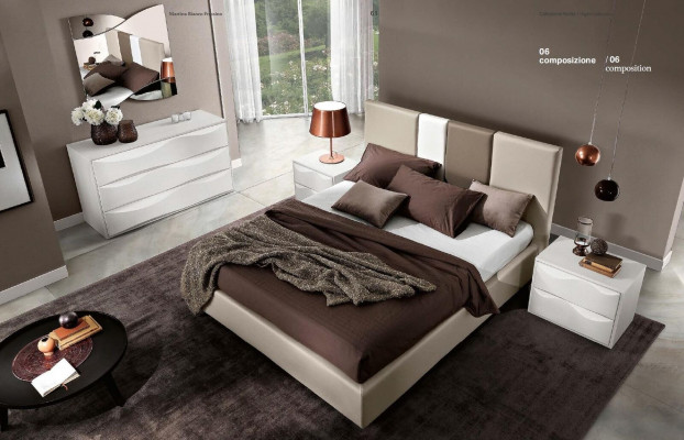 Bedroom set 6-piece: bed, nightstand, dresser, mirror, wardrobe.