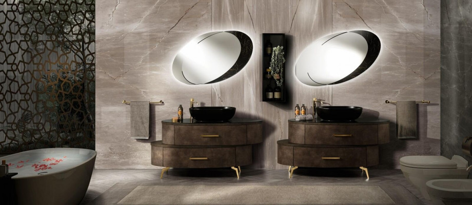 Design bathroom furniture set 6-piece cabinet set washbasin lighting
