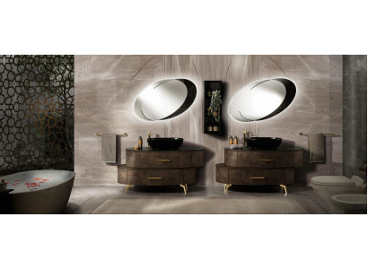 Design bathroom furniture set 6-piece cabinet set washbasin lighting