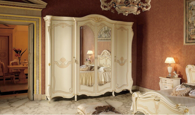 Bedroom furniture Italy wooden wardrobe closet solid real wood.