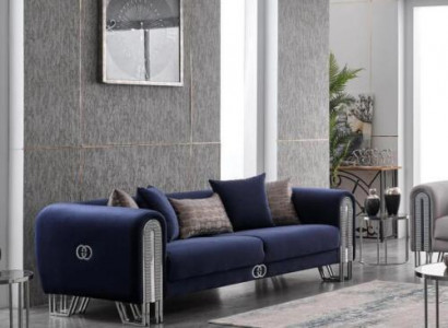 Luxury sofa upholstery furniture living room couches blue 240cm three-seater