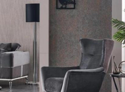 Gray armchair living room textile furniture modern design upholstery fabric luxury seat