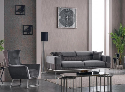 Sofa Set 2 pcs Living Room Complete Sofa Suite 3+1 Seater Upholstered Furniture Textile