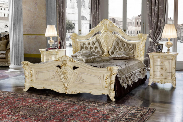 Designer furniture modern bed 2x nightstand 3-piece bedroom set luxury