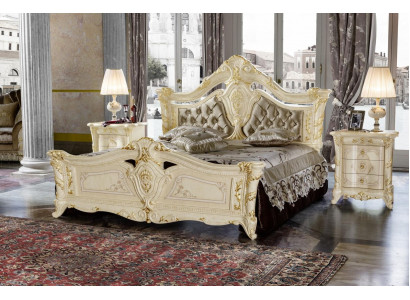 Designer furniture modern bed 2x nightstand 3-piece bedroom set luxury