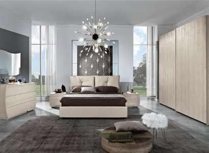 Luxury 6-piece set. Bedroom bed, nightstand, dresser, mirror, wardrobe, new.