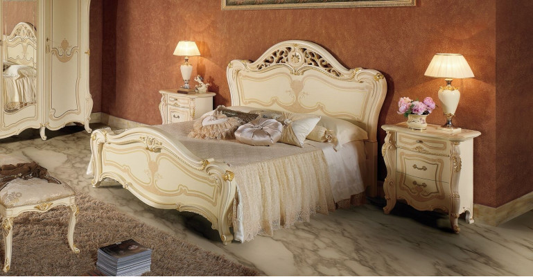 Bed wood bedroom set furniture modern luxury beds new 2x bedside table 3 pcs