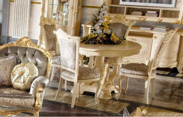 Furniture Set Dining Table 4 Chairs Luxury Dining Room Furniture Group Italy 5-piece
