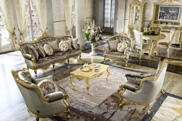 Furniture Set Dining Table 4 Chairs Luxury Dining Room Furniture Group Italy 5-piece