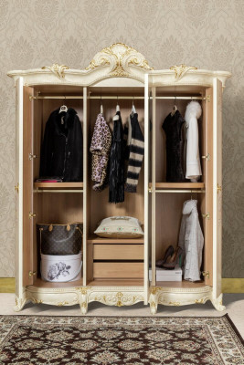 Classic solid wood wardrobe wooden bedroom shelf cabinet closet