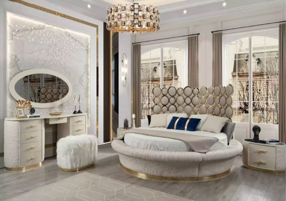Round bed round design beds leather double luxury hotel frame sleeping room