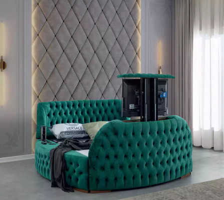 Chesterfield Bed Furniture Double Beds Green Round Beds Luxury Hotel with Elevator