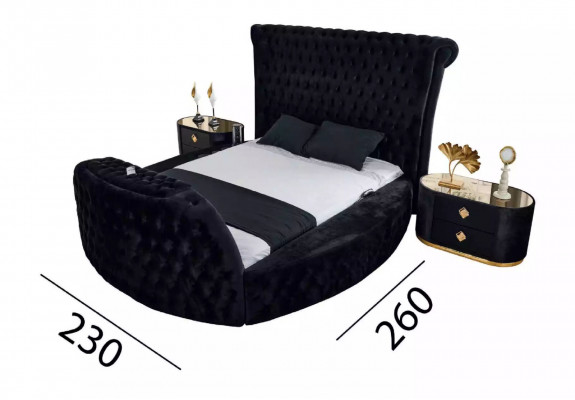 Bed black Chesterfield modern hotel bed double bed modern upholstered bed