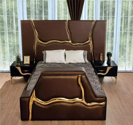 Bedroom Bed 2x Nightstands Luxury Bed Set Complete Design Furniture 3 pcs.